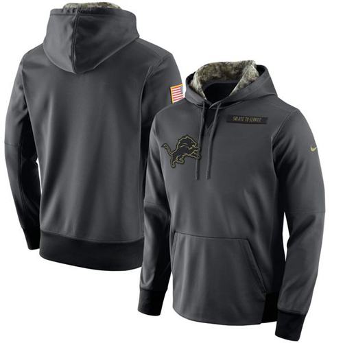 Men's Detroit Lions Nike Anthracite Salute to Service Player Performance Hoodie - Click Image to Close